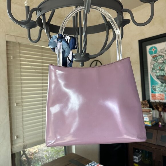 Prada Light Purple Patent Leather Clear Handle Handbag, with Auth card, Vintage - Picture 3 of 16